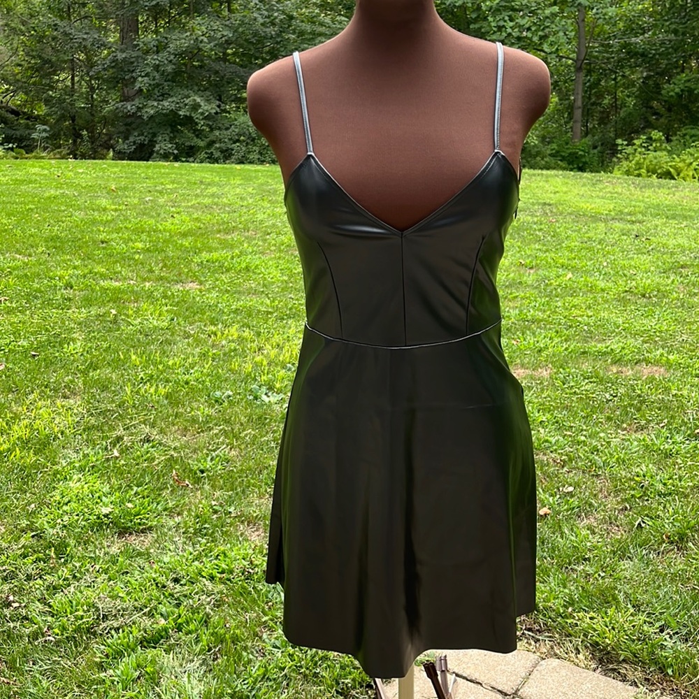 Zara leather material strappy dress